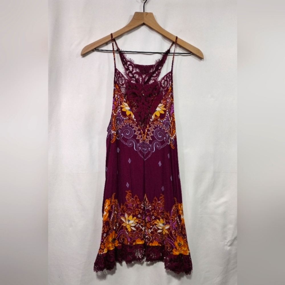 Free People Who Is Sorry Now Floral Dress Women's S Purple Retro 90s Y2K Coastal - Picture 2 of 8